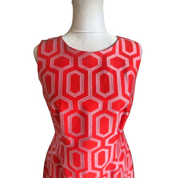 Leslie Evers Orange Pink Geometric Sheath Dress Small S EUC - Picture 5 of 8